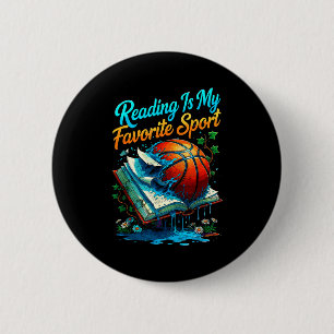 Reading is favourite sport funny cute animals 6 cm round badge