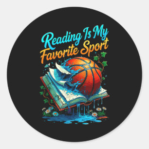 Reading is favourite sport funny cute animals classic round sticker