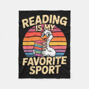 Reading is favourite sport funny goose bookworm fleece blanket