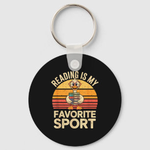 Reading is favourite sport funny goose bookworm key ring