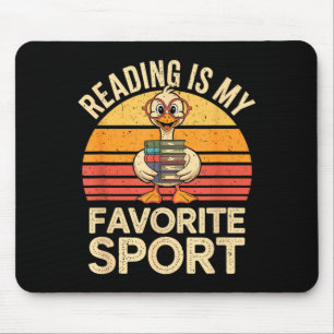 Reading is favourite sport funny goose bookworm mouse pad