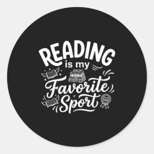 Reading is favourite sport funny librarian bookwor classic round sticker