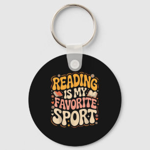 Reading is favourite sport groovy book lover key ring