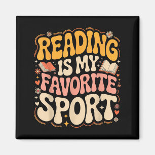 Reading is favourite sport groovy book lover magnet