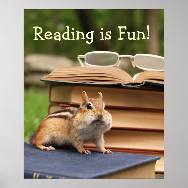Reading is Fun Chipmunk Poster (Front)
