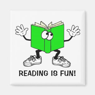 "Reading is Fun!" Fridge Magnet SQUARE