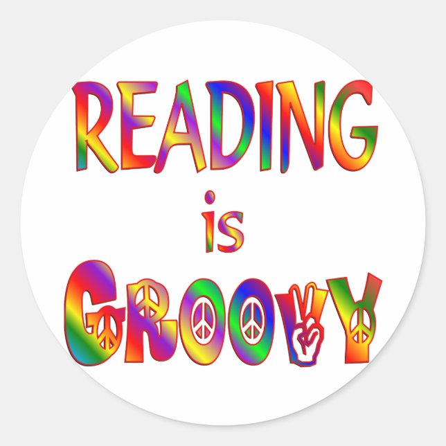 Reading is Groovy Classic Round Sticker (Front)