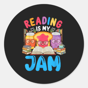Reading is jam funny love to read books girls boys classic round sticker