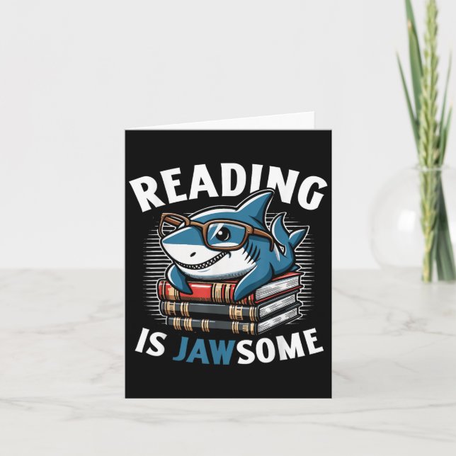 Reading Is Jawsome Shark Books Bookworm Reader  Card (Front)