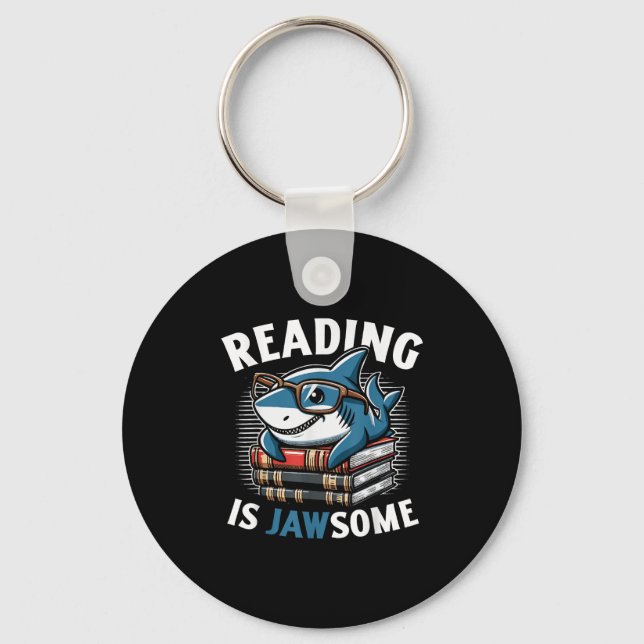 Reading Is Jawsome Shark Books Bookworm Reader  Key Ring (Front)