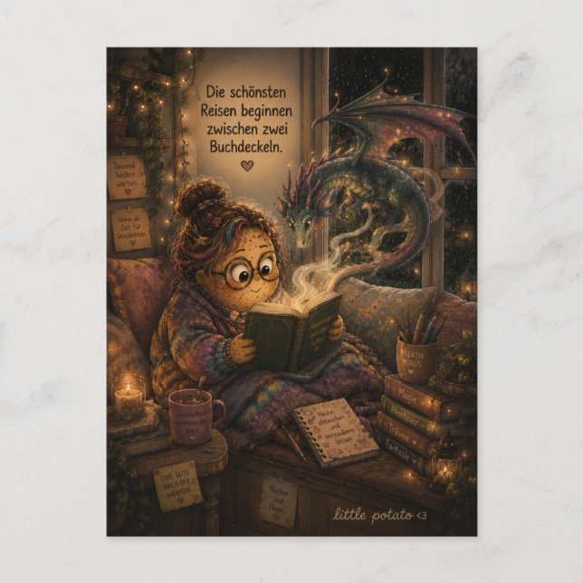 Reading is like a journey to another world postcard (Front)
