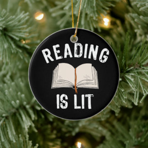 Reading Is Lit - literature reading books Vintage Ceramic Ornament