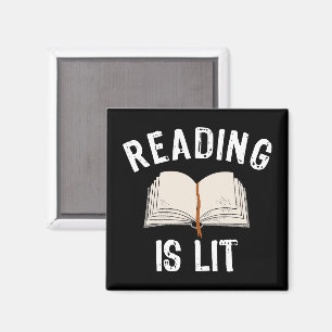 Reading Is Lit - literature reading books Vintage Magnet