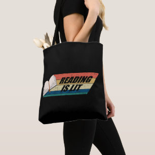 Reading Is Lit - Reading Books Vintage Retro Tote Bag