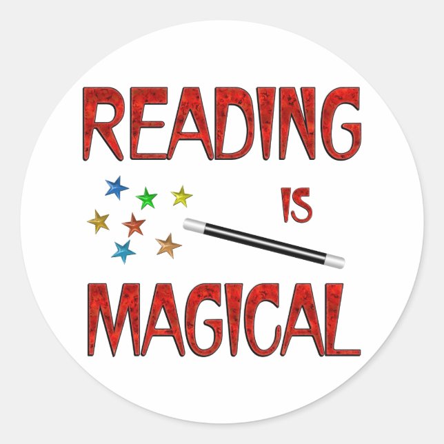 Reading is Magical Classic Round Sticker (Front)