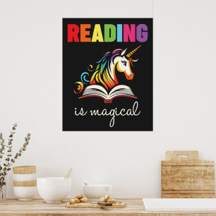 Reading is Magical Rainbow Unicorn  Poster