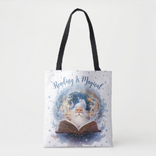 Reading is Magical Snowflake Design Tote Bag