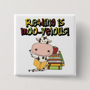 Reading is Moo-velous 15 Cm Square Badge