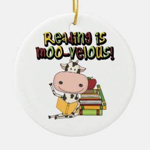 Reading is Moo-velous Ceramic Ornament