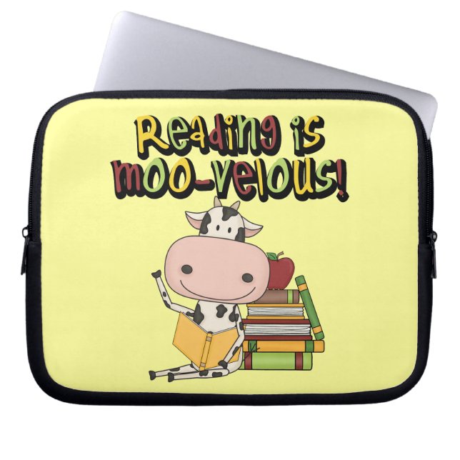 Reading is Moo-velous Laptop Sleeve (Front)