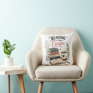 Reading Is My Escape - Cosy Book Lover Aesthetic Cushion
