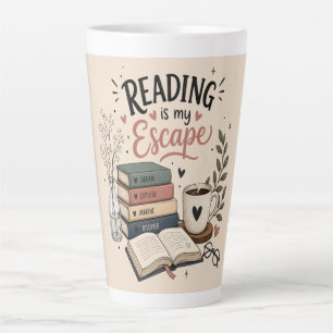 Reading Is My Escape - Cosy Book Lover Planner Latte Mug