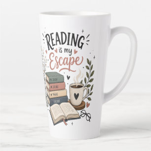Reading Is My Escape - Cozy Book Lover Aesthetic Latte Mug