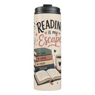 Reading Is My Escape - Cozy Book Lover Planner Thermal Tumbler