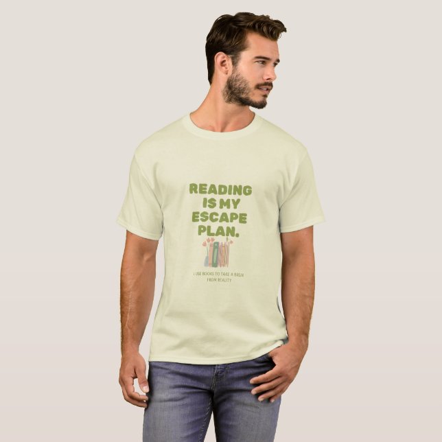 Reading is My Escape Plan - Cozy Book Lover's Desi T-Shirt (Front Full)