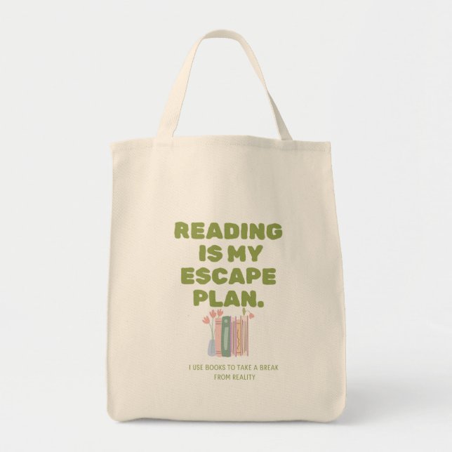 Reading is My Escape Plan - Cozy Book Lover's Desi Tote Bag (Front)