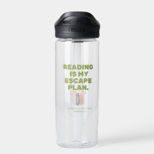 Reading is My Escape Plan - Cozy Book Lover's Desi Water Bottle (Back)