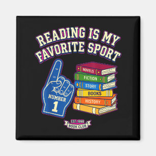 Reading is my favourite sport foam finger book magnet
