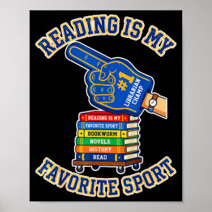 Reading is my favourite sport foam finger book  poster