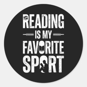 Reading is my favourite sport funny book lover classic round sticker