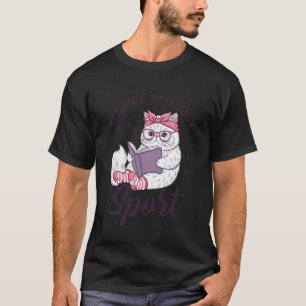 Reading is My Favourite Sport Funny Saying Cat and T-Shirt