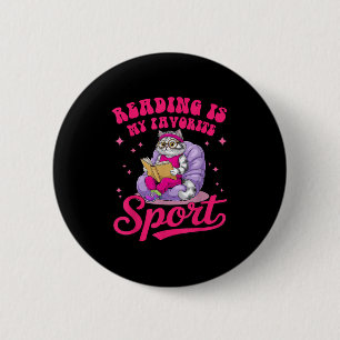 Reading Is My Favourite Srt Funny Cat Book Lover L 6 Cm Round Badge