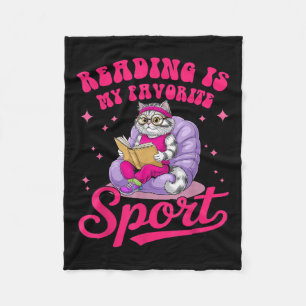 Reading Is My Favourite Srt Funny Cat Book Lover L Fleece Blanket