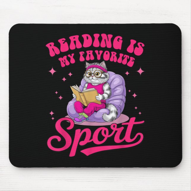 Reading Is My Favourite Srt Funny Cat Book Lover L Mouse Pad (Front)