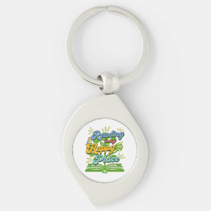 Reading is My Happy Place Colorful Keychain