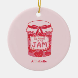 Reading is my jam book lover ceramic ornament