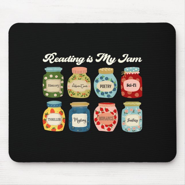 Reading Is My Jam Book Lover Teacher Student Liter Mouse Pad (Front)