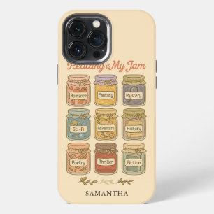 Reading Is My Jam Cute Book Lover Genre Jars iPhone 13 Pro Max Case