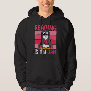 Reading Is My Jam I Love To Read Book Funny Pengu Hoodie