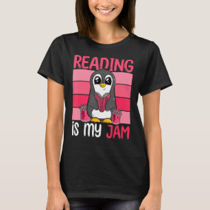 Reading Is My Jam I Love To Read Book Funny Pengu T-Shirt