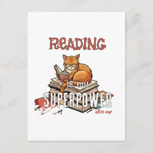 Reading Is My Superpower Cat Lover Tote Bag Postcard
