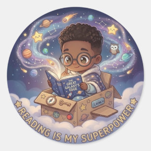 Reading Is My Superpower Classic Round Sticker