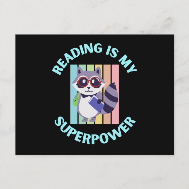 reading is my superpower postcard (Front)