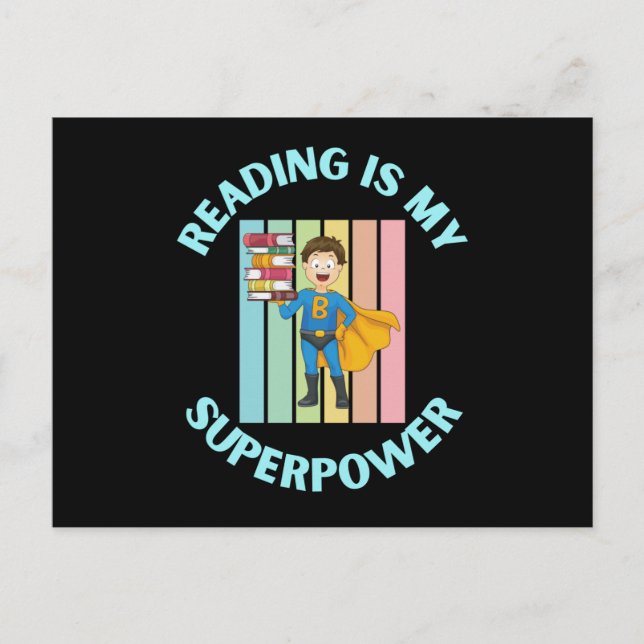 reading is my superpower postcard (Front)