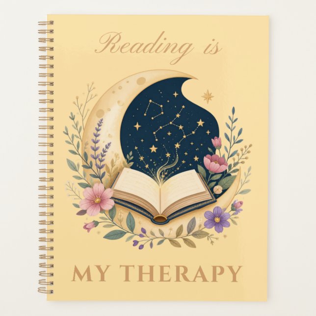 Reading is My Therapy Celestial Moon  Planner (Front)
