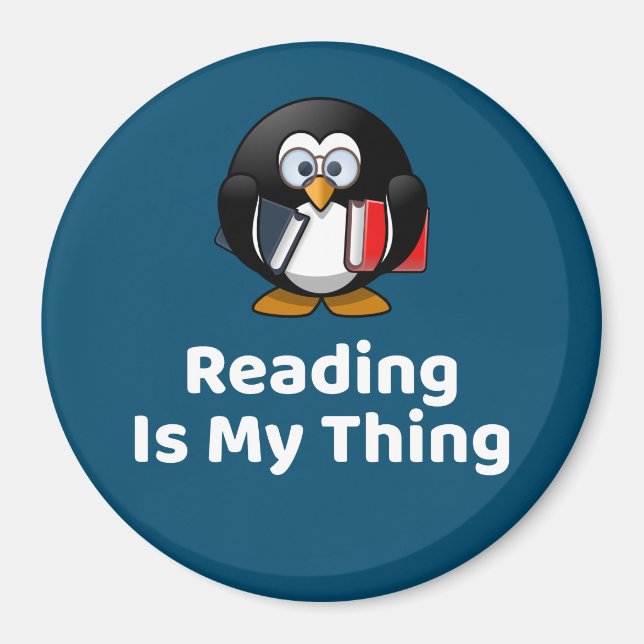 Reading Is My Thing Penguin Funny Reading Magnet (Front)